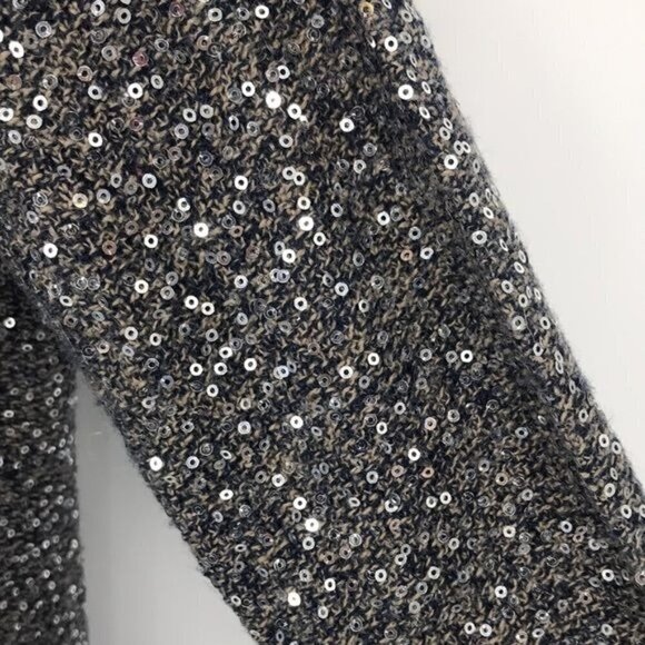 Chico's silver sequin asymmetrical zip jacket ladies size 8 - Picture 5 of 7